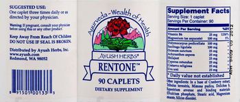 Ayush Herbs Rentone - supplement