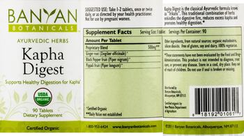 Banyan Botanicals Kapha Digest - supplement