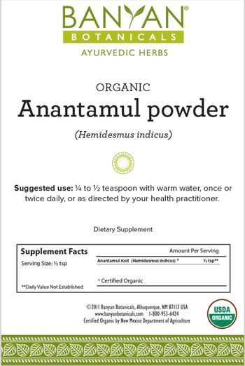 Banyan Botanicals Organic Anantamul Powder - supplement