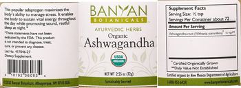 Banyan Botanicals Organic Ashwagandha - supplement