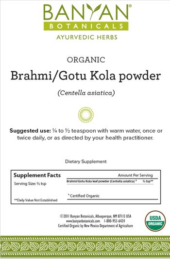 Banyan Botanicals Organic Brahmi/Gotu Kola Powder - supplement
