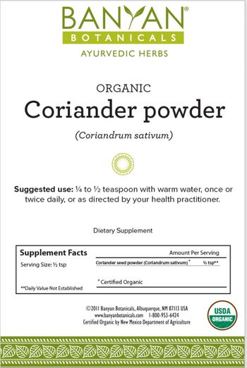 Banyan Botanicals Organic Coriander Powder - supplement