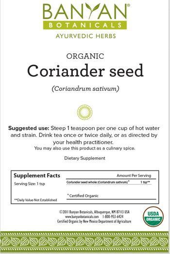 Banyan Botanicals Organic Coriander Seed - supplement