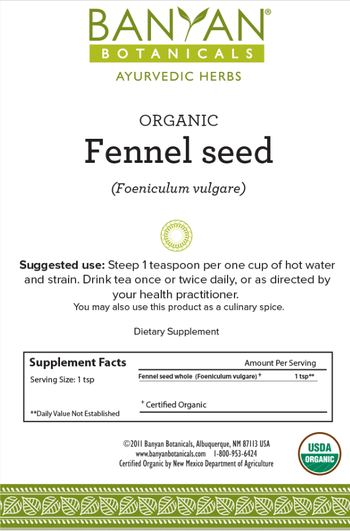 Banyan Botanicals Organic Fennel Seed - supplement