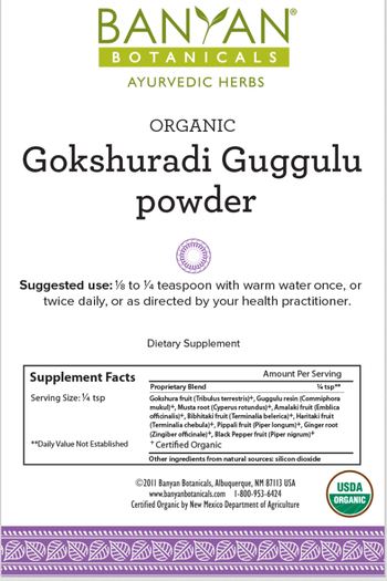 Banyan Botanicals Organic Gokshuradi Guggulu Powder - supplement