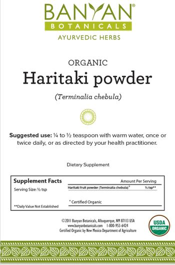 Banyan Botanicals Organic Haritaki Powder - supplement