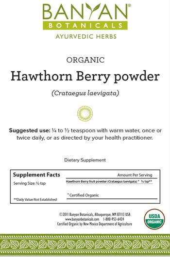 Banyan Botanicals Organic Hawthorn Berry Powder - supplement