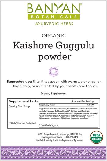 Banyan Botanicals Organic Kaishore Guggulu Powder - supplement