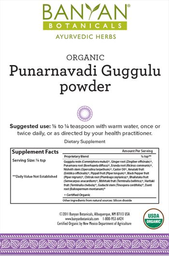 Banyan Botanicals Organic Punarnavadi Guggulu Powder - supplement