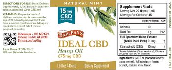 Barlean's Ideal CBD Hemp Oil Natural Mint - supplement