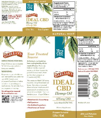 Barlean's Ideal CBD Hemp Oil Natural Mint - supplement