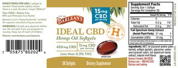 Barlean's Ideal CBD Hemp Oil Sofgels 15 mg - supplement
