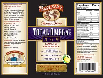 Barlean's Master Blend Total Omega 3-6-9 Lemonade Flavor - total omegsupplement