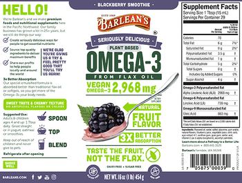 Barlean's Omega-3 Blackberry Smoothie - supplement