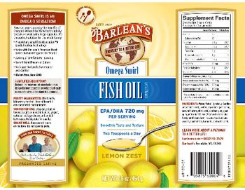 Barlean's Omega Swirl Fish Oil Lemon Zest - fish oil supplement