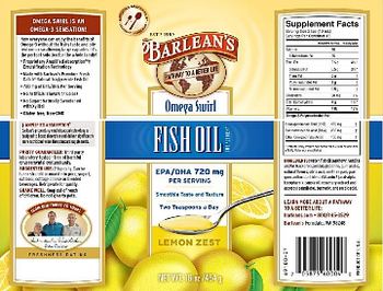Barlean's Omega Swirl Fish Oil Lemon Zest - fish oil supplement