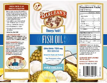 Barlean's Omega Swirl Fish Oil Pina Colada - fish oil supplement