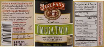 Barlean's Organic Oils Omega Twin - supplement