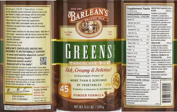 Barlean's Organic Oils Greens Chocolate Silk - supplement