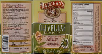 Barlean's Organic Oils Olive Leaf Complex Natural Flavor - 