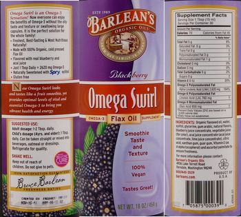 Barlean's Organic Oils Omega Swirl Blackberry - omega3 flax oil supplement