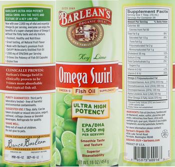 Barlean's Organic Oils Omega Swirl Key Lime - omega3 fish oil supplement