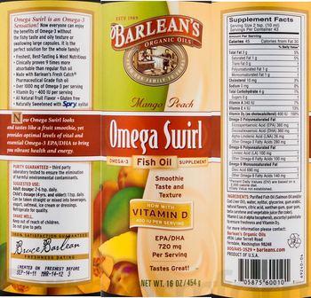 Barlean's Organic Oils Omega Swirl Mango Peach - omega3 fish oil supplement