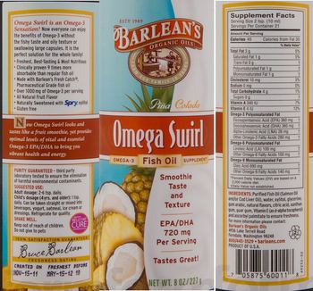Barlean's Organic Oils Omega Swirl Pina Colada - omega3 fish oil supplement