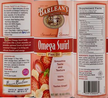 Barlean's Organic Oils Omega Swirl Strawberry Banana - omega3 flax oil supplement