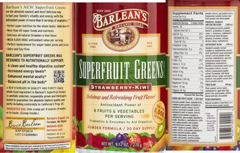 Barlean's Organic Oils Superfruit Greens Strawberry-Kiwi - supplement