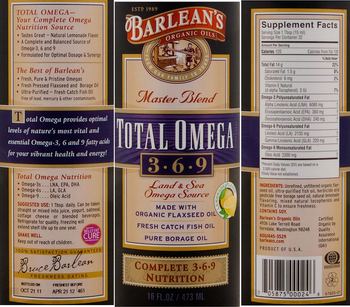Barlean's Organic Oils Total Omega 3-6-9 Lemonade Flavor - supplement