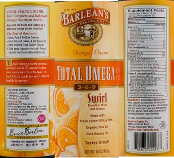 Barlean's Organic Oils Total Omega 3-6-9 Swirl Orange Cream - supplement