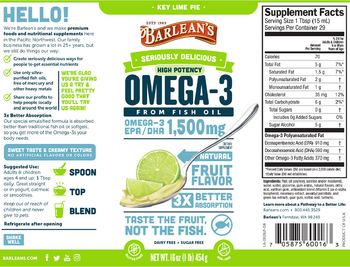 Barlean's Seriously Delicious High Potency Omega-3 Key Lime Pie - supplement