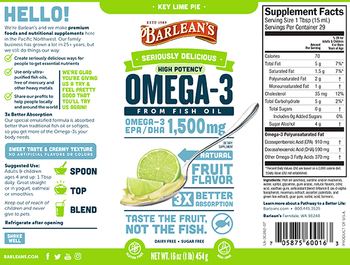 Barlean's Seriously Delicious Omega-3 Key Lime Pie - supplement
