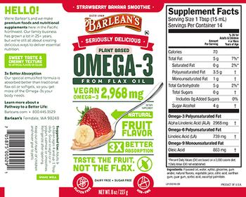 Barlean's Seriously Delicious Omega-3 Strawberry Banana Smoothie - supplement