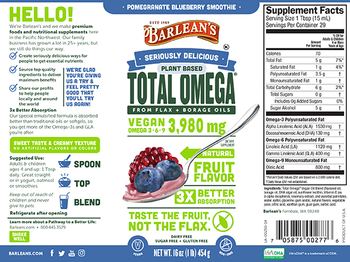 Barlean's Seriously Delicious Total Omega Pomegranate Blueberry Smoothie - supplement