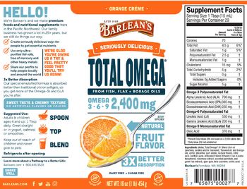 Barlean's Total Omega Orange Creme - supplement