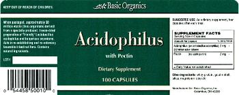 Basic Organics Acidophilus With Pectin - supplement
