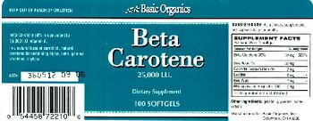 Basic Organics Beta Carotene - supplement