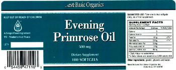 Basic Organics Evening Primrose Oil - supplement
