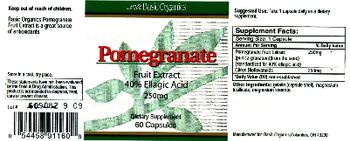 Basic Organics Pomegranate Fruit Extract 250 mg - supplement