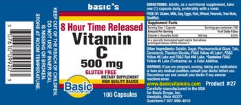 Basic Vitamins 8 Hour Time Released Vitamin C 500 mg - supplement