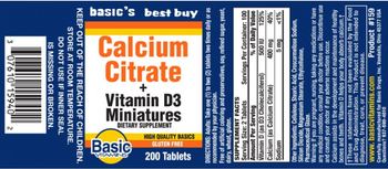 Basic Vitamins Calcium Citrate + Vitamin D3 Miniatures - supplement