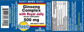 Basic Vitamins Ginseng Complex with Royal Jelly 500 mg - supplement