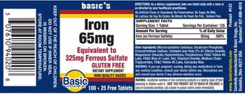 Basic Vitamins Iron 65 mg - supplement
