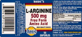 Basic Vitamins L-Arginine 500 mg - 