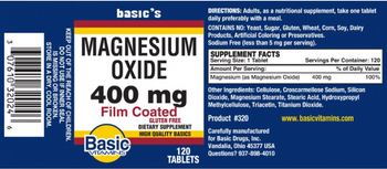 Basic Vitamins Magnesium Oxide 400 mg - supplement