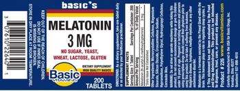 Basic Vitamins Melatonin 3 mg - supplement