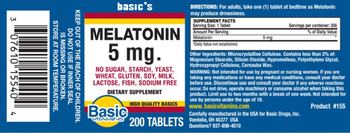 Basic Vitamins Melatonin 5 mg - supplement