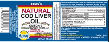 Basic Vitamins Natural Cod Liver Oil - supplement